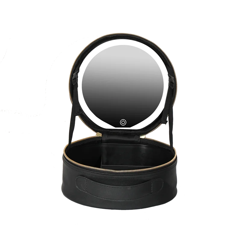 Travel PU Makeup Bag with LED Mirror and Light Portable Cosmetic Organizer for On-the-Go Beauty