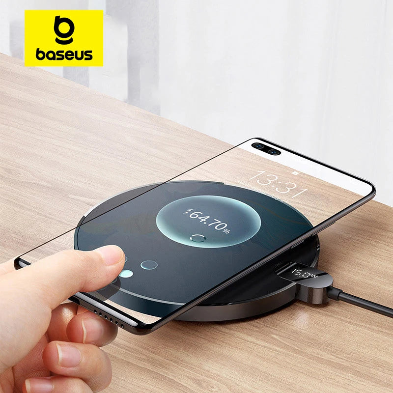 Baseus 15W Fast Wireless Charger Pad with LED Display for iPhone 15 14 and Samsung Devices