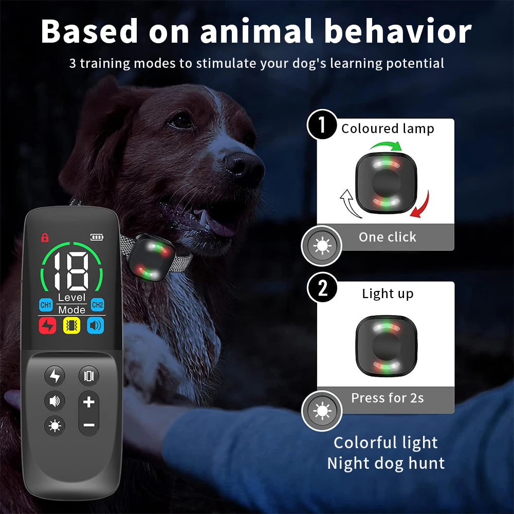 800m LCD Dog Training Collar Remote Control Pet Bark Stopper Dog Waterproof Electric Training Collars With Beep Shock Lighting