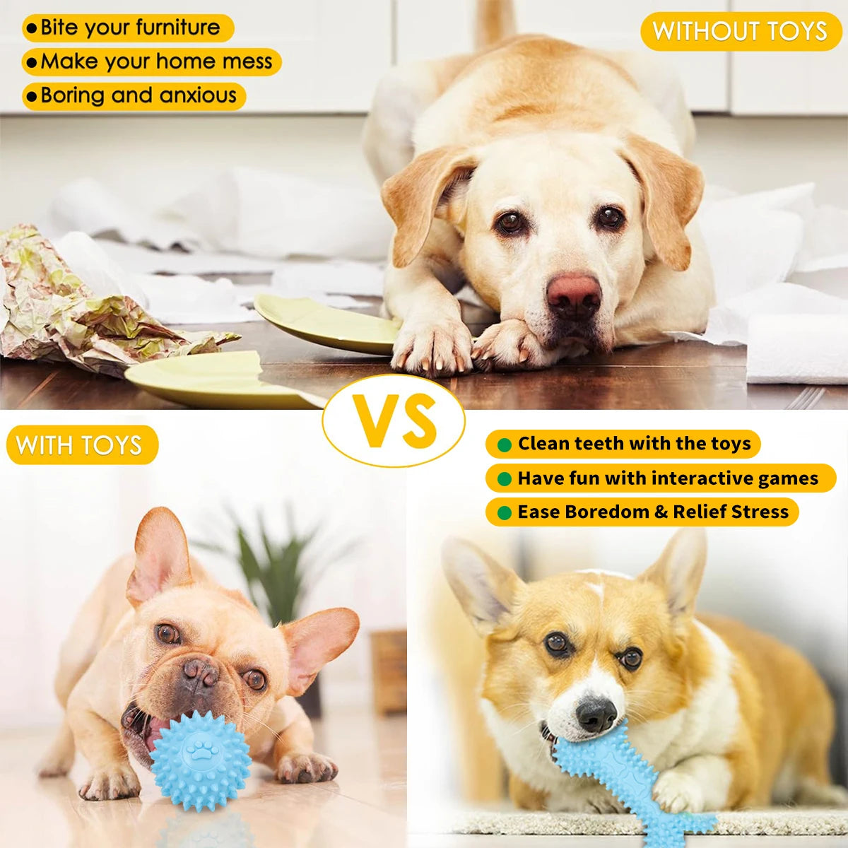 5-pack pet toys plush dog toys teething pet toys