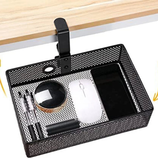 360 Rotating Under Desk Drawer Rack Organizer for Invisible Storage Box and Makeup Holder