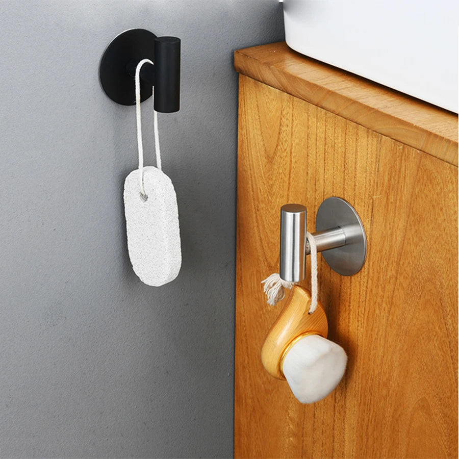 1/2 piezas de ganchos de pared adhesivos de acero inoxidable para batas, toallas, abrigos, llaves, pantalones, accesorios de almacenamiento para baño y cocina