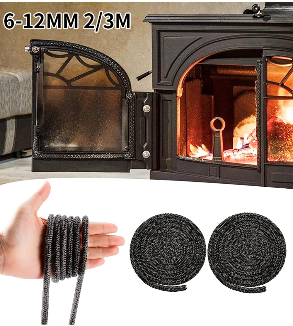 6/8/10/12mm 2M Wood Stove Gasket Fireplace Sealing Rope Fiberglass Fireproof Cord Wooden Burner Door Gasket Chimneys Boiler Seal