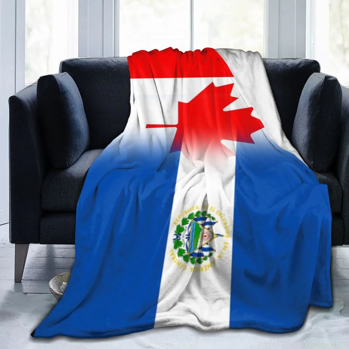 El Salvador Flag Blanket -Blue Sherpa