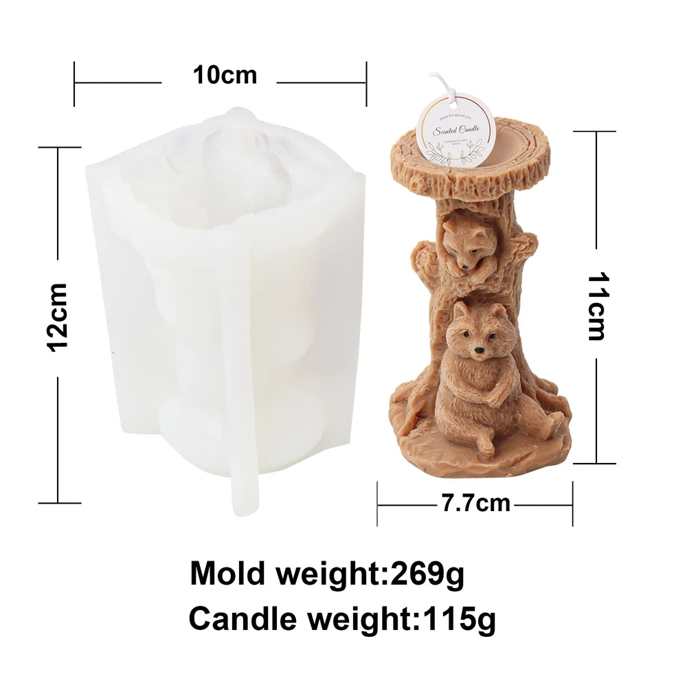 3D Cute Cartoon Bear Silicone Candle Mold for DIY Mini Bear Decor
