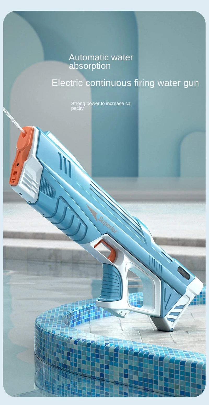 Full Automatic Electric Water Gun 43cm Portable Summer Toy for Kids and Adults Outdoor Water Battles