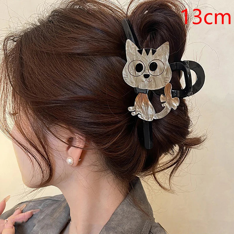 Cute Cartoon Cat Hair Claw For Women Girls Sweet Versatile Hair Clips Fashion Exquisite Shark Clip Kawaii Hair Accessories Gifts