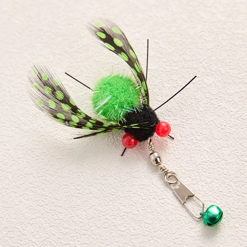 4pcs Simulated Insect Cat Teaser Stick For Changing Heads Cat Toy Interactive Feather Pet Toy