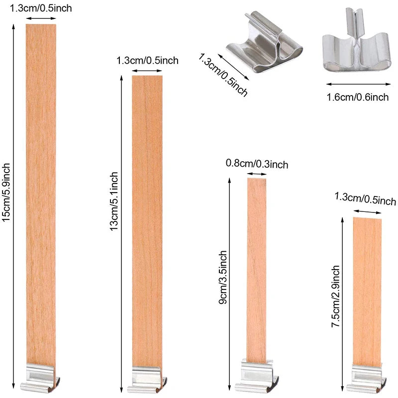 30/50pcs Wooden Candle Wick Set With Clip Base For DIY Candles