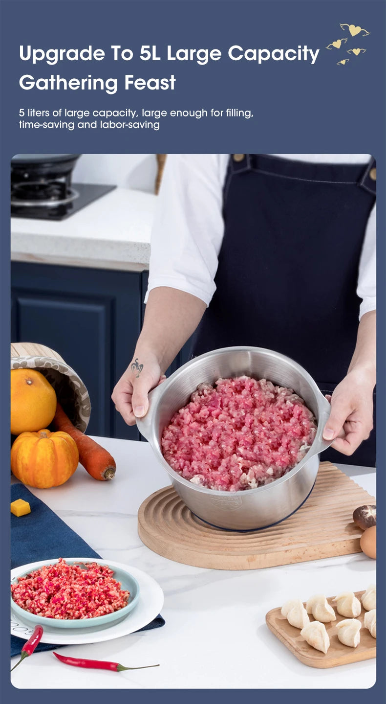 5L Electric Meat Grinder 304 Stainless Steel Food Crusher