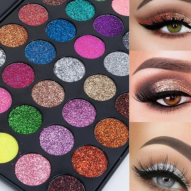 35 Color Diamond Sequin Eyeshadow Palette with High Pigment Shimmer and Satin Finishes Long Lasting Waterproof Makeup
