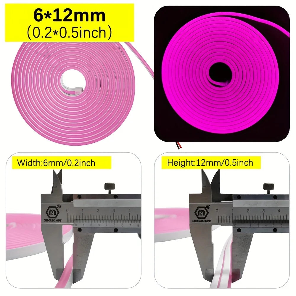 Neon LED Strip Light 5M 600 LEDs Waterproof Flexible Silicone Lamp