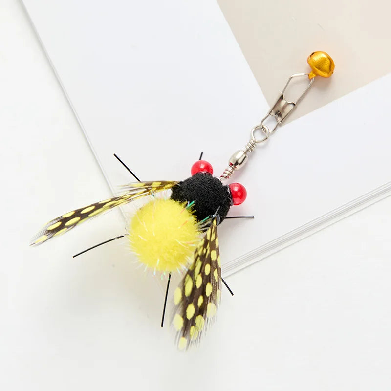 4pcs Simulated Insect Cat Teaser Stick For Changing Heads Cat Toy Interactive Feather Pet Toy