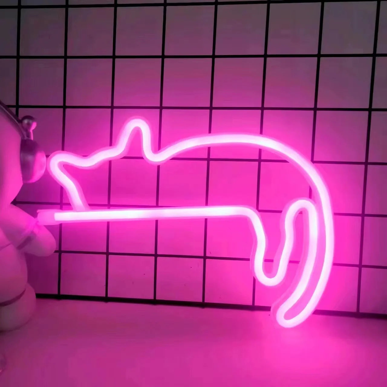 Cat Neon Sign for Wall Decor LED Light Up USB Pet Gift