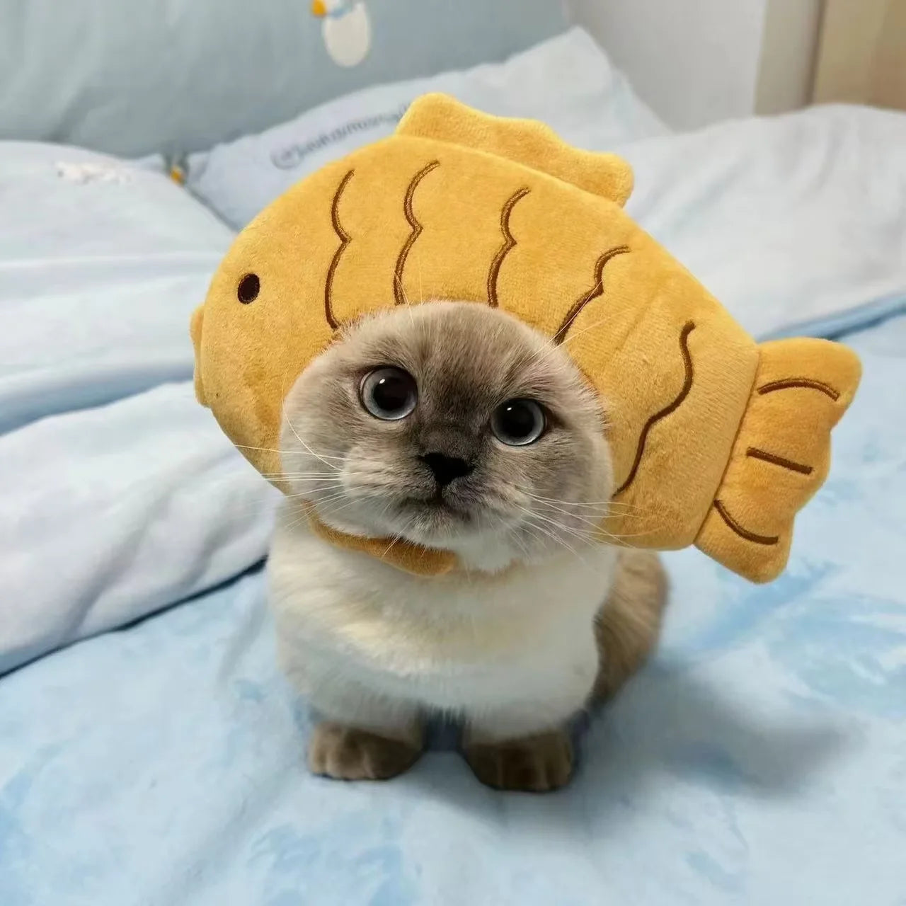 Pet Fish Head Hat Puppy Kittens Knitted Hat Party Cosplay Cute Refined Cat Hat Plush Elastic Winter