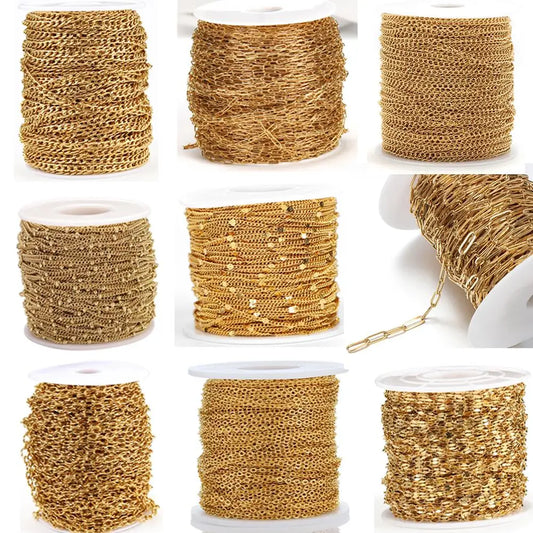 2Meters Stainless Steel Link Cable Gold Chains for DIY Jewelry