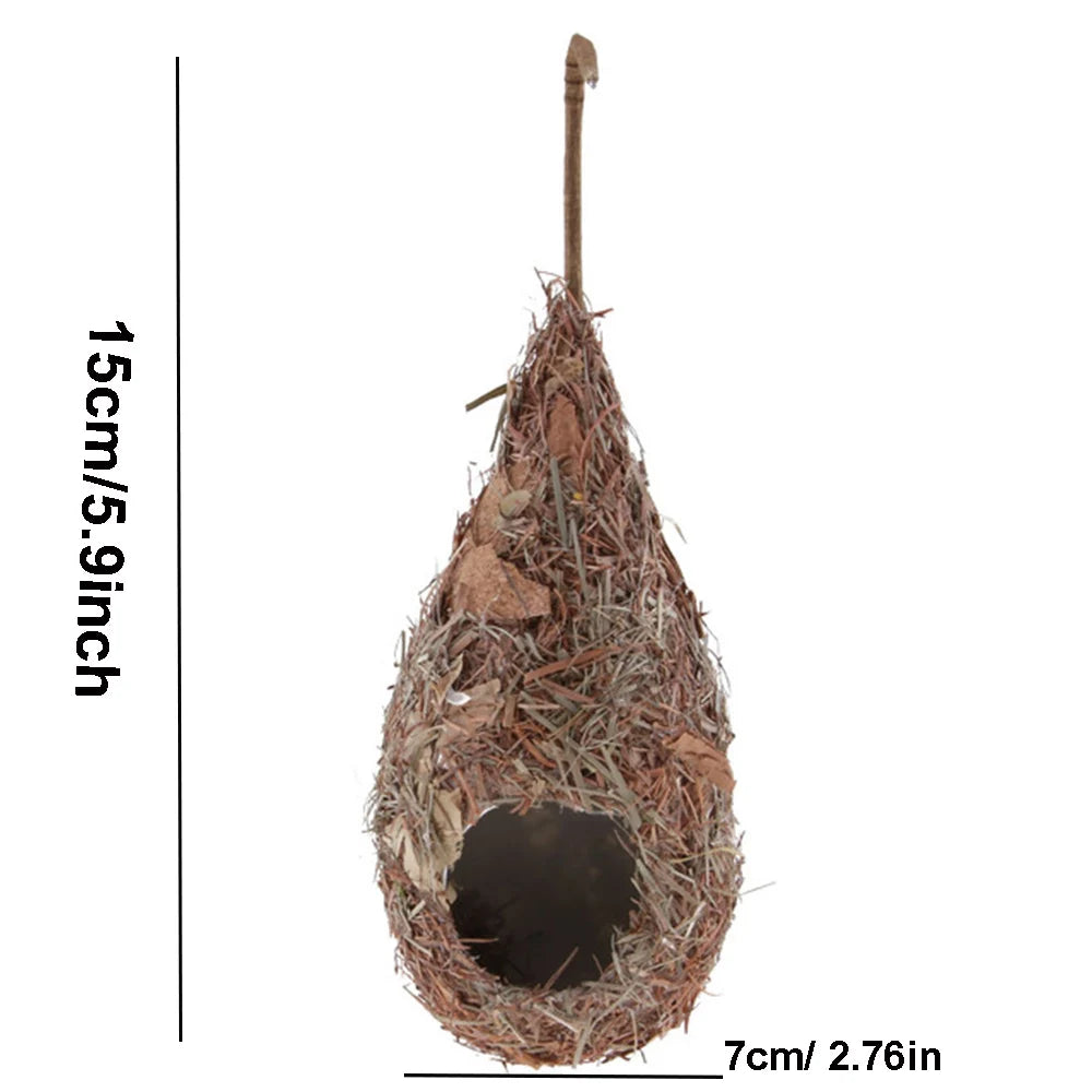 1/2PCS Bird House Natural Grass Hummingbird Bird Nest Fiber Hand-Woven Roosting Nest Bird Hut for Yard Decoration