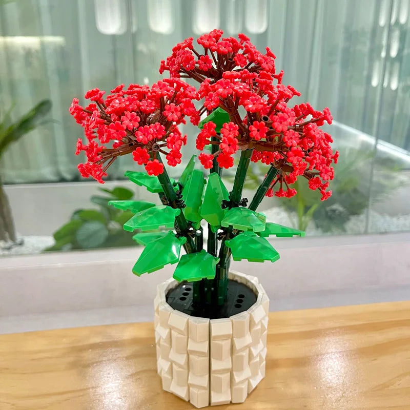 City Creativity Cymbidium Faberi Bonsai Potted Plant Building Block Set for Home Decoration and Kids Toys