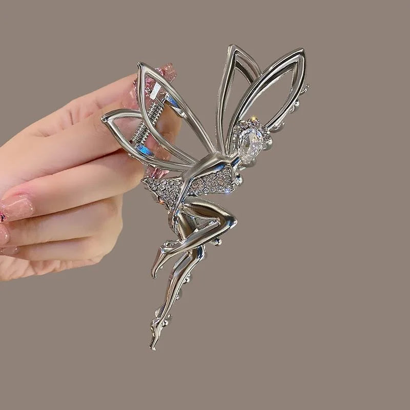 Stunning Rhinestone Elf Fairy Hair Clip with Imitation Pearls and Rice Ear Look - Perfect for Women Metal Hair Accessory