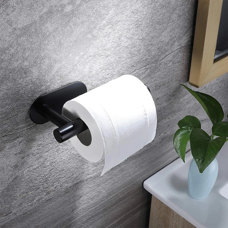 Portarrollos de papel higiénico sin perforaciones SUS304 de acero inoxidable, autoadhesivo, para montaje en pared, dispensador de rollos de papel para baño y cocina