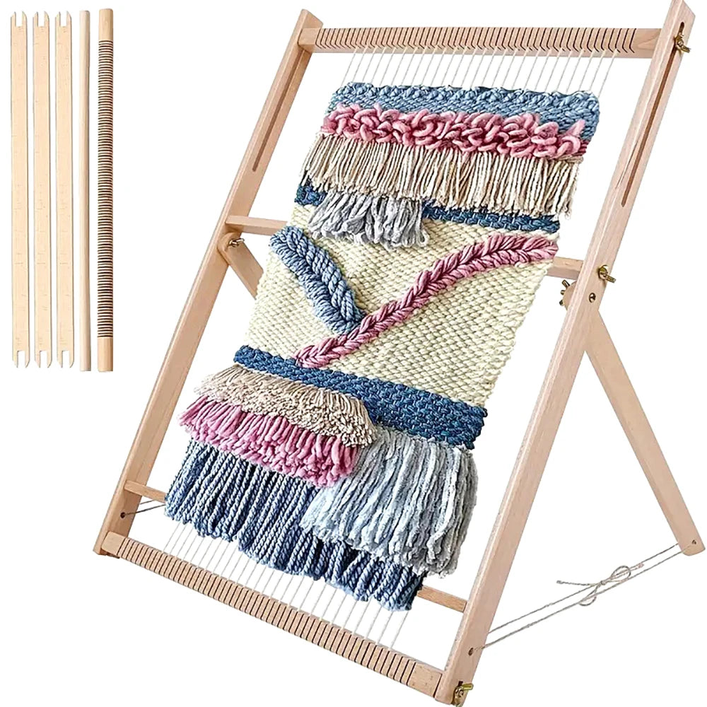 Wooden DIY Weaving and Knitting Loom Machine for Tapestries Tassels and Carpets