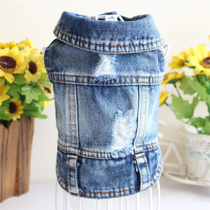 XS-2XL Denim Dog Clothes Cowboy Pet Dog Coat Puppy Clothing For Small Dogs Jeans Jacket Dog Vest Coat Puppy Outfits Cat Clothes