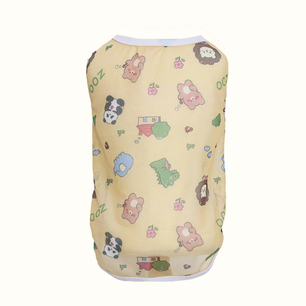 Pet clothing original cartoon cute summer westernized thin cat and dog clothing breathable mesh vest cat clothing