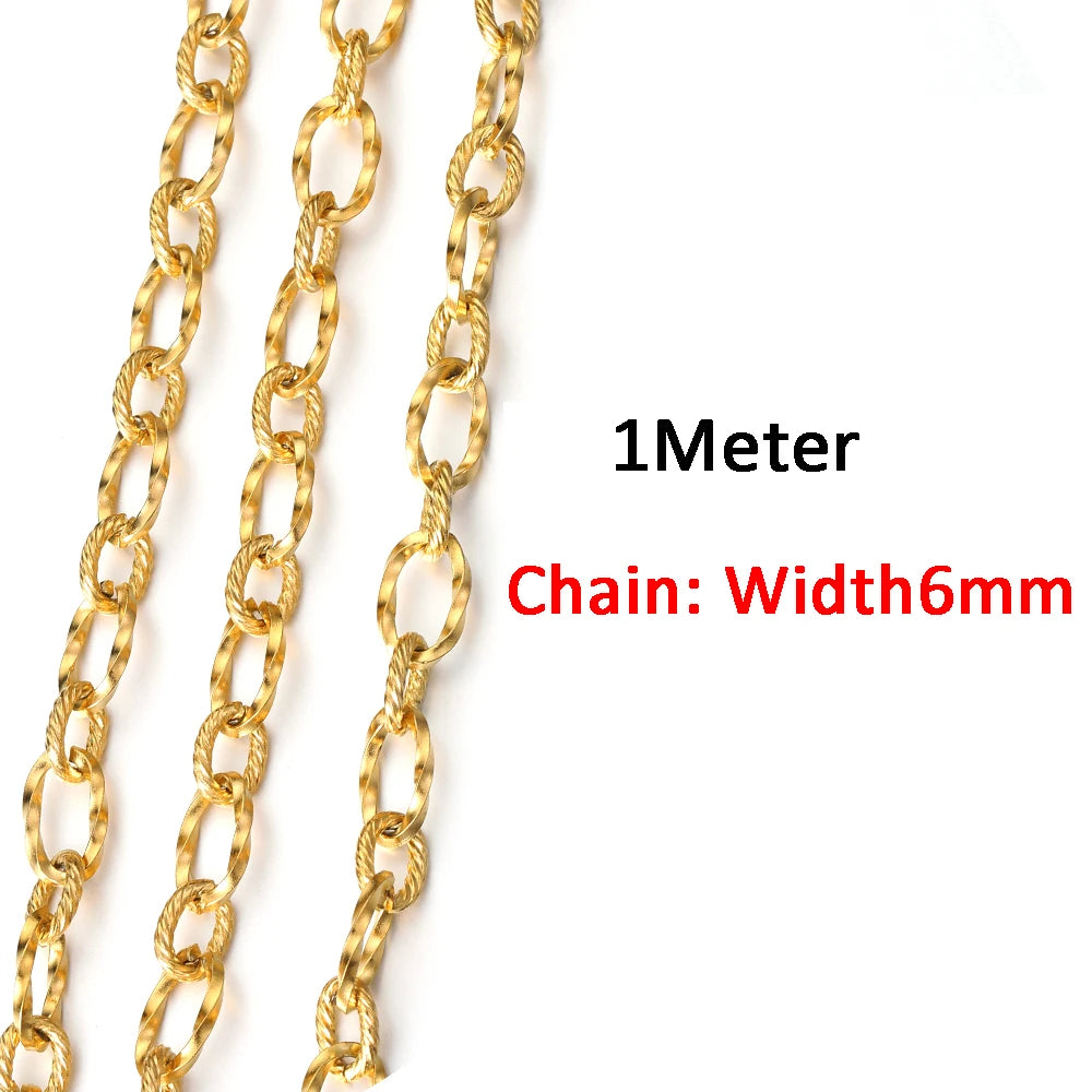 2 Meters/1 Meter High Quality Gold Color Stainless Steel Chain for DIY Jewelry Making