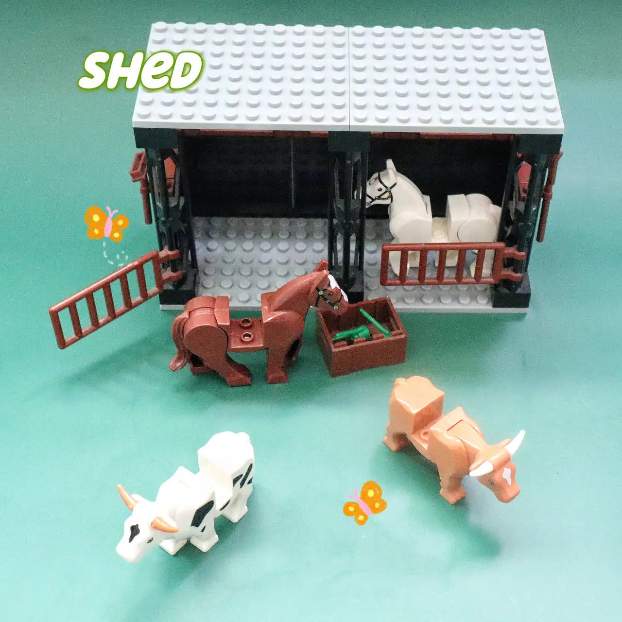 MOC Horse Stable Building Blocks Set City Farm Cowshed Construction Toy for Kids Creative Play Birthday and Christmas Gift