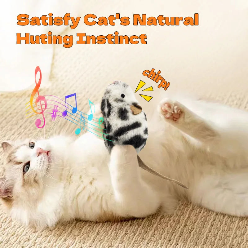 Electronic Sound Mouse Cat Toy 2 Pack Soft Plush Cat Mouse Toy Interactivce with Music Box