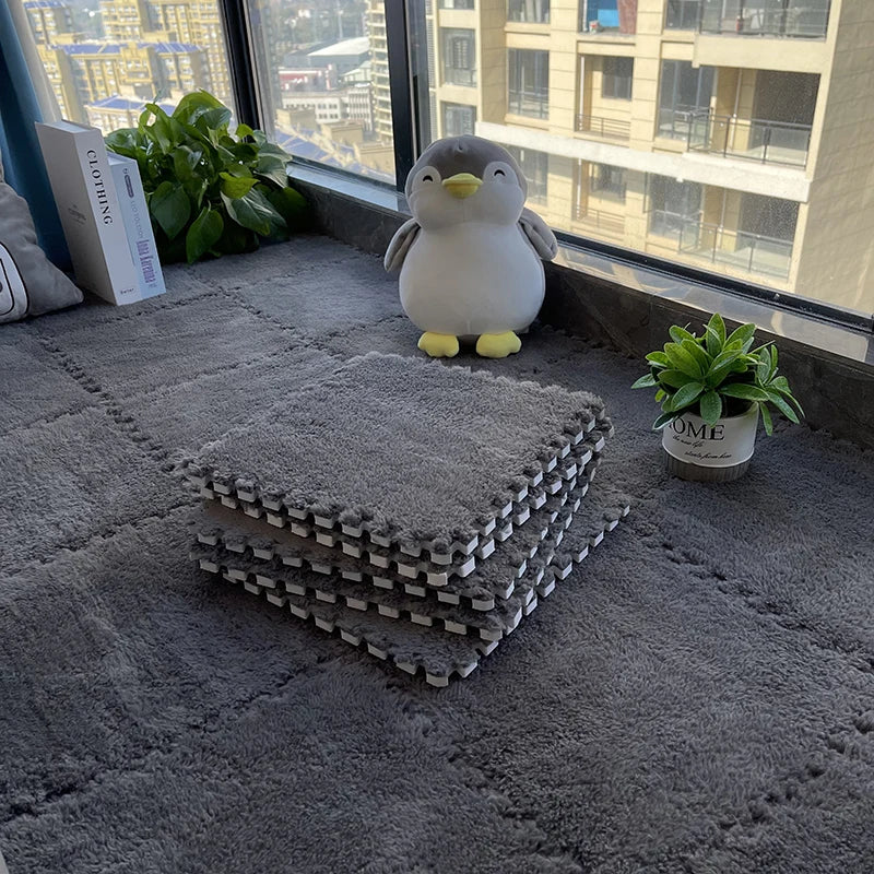 Soft Plush Baby Play Mat Puzzle Foam Carpet 30x30x1CM for Kids Room Safe and Comfortable Play Environment