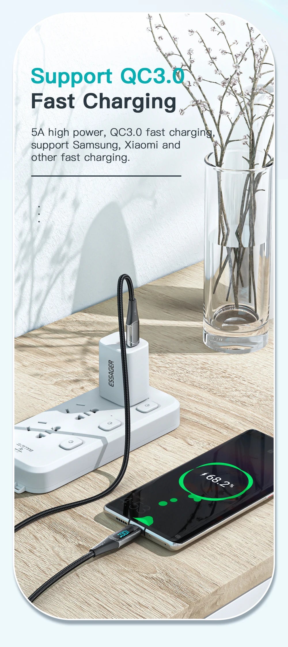 Essager USB To Type C Cable C To C 100W 5A Fast Charger 2M