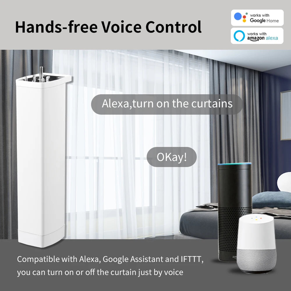 Tuya WiFi /ZigBee Electric Smart Curtain Motors Intelligent Shutter Motor with RF Remote Alexa Echo Google Assistant 225MM