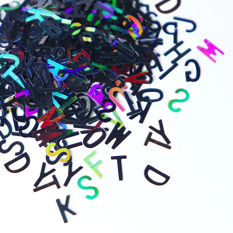 Holographic Glitter English Alphabet Flakes For DIY Resin