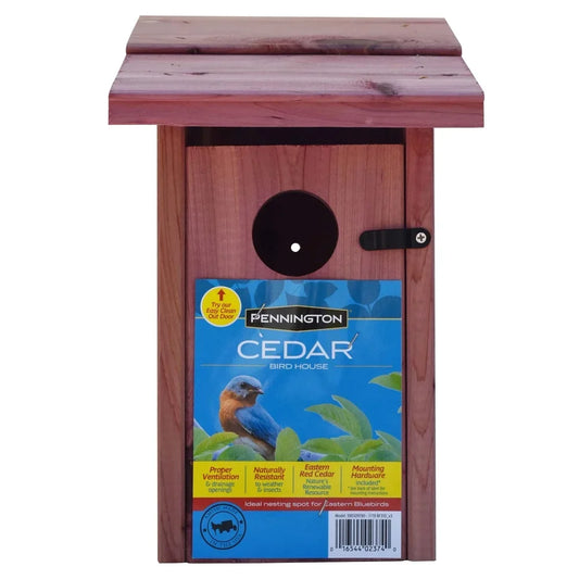 Red Cedar Bluebird House Outdoor Nesting Box Easy Clean Ventilated Mounting Pole Flush Weather Resistant Wild Bird Shelter