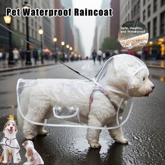 Pet Waterproof Raincoat Pet Dog Puppy Transparent Rainwear Waterproof Jacket Clothes Soft PVC Raincoat for Small Medium-Size Dog