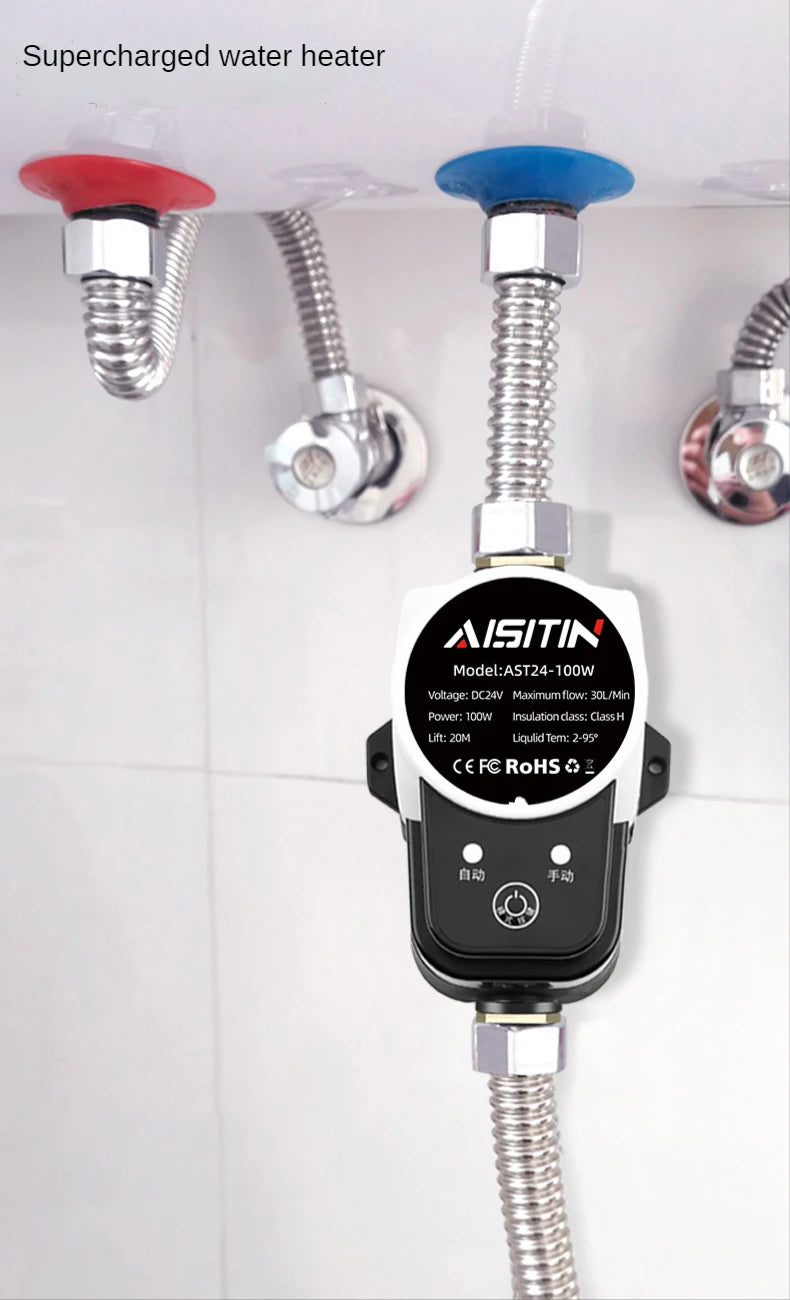 Bomba de refuerzo AISITIN Bomba de agua sin escobillas 16 m 24 V IP56 Controlador de presión automático Pome Calentador de agua de refuerzo para el hogar