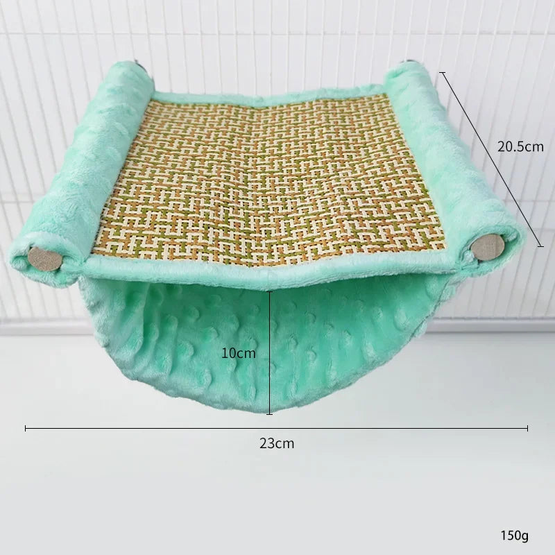Warm Plush Bird Hammock Parrot Hanging Bed Rattan Bird Sleeping Bed Double Layer Parrot Hamster Hammock Small Pet Supplies