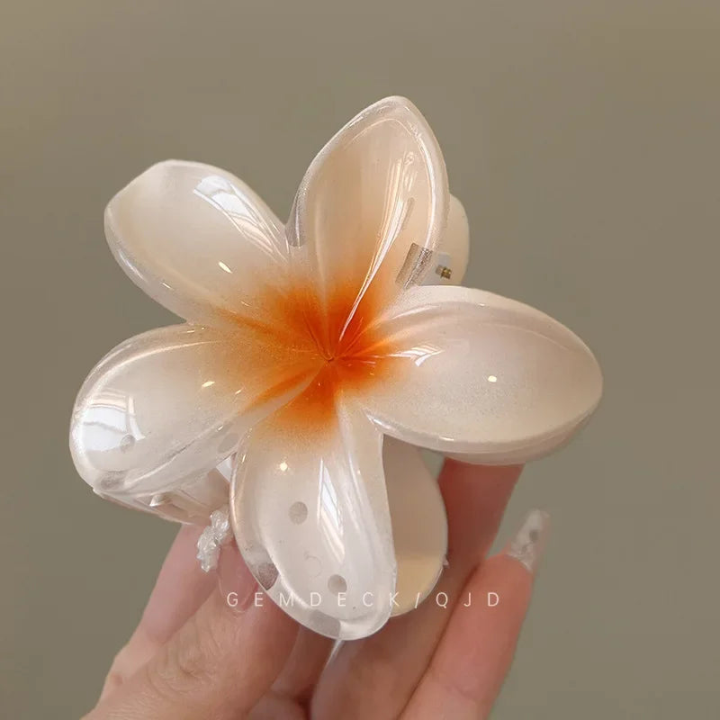 Bohemian Beach Vacation Lily Flower Hair Claw Sweet Hair Clip for Women Floral  Claws Fashion Girl  Accessories Gift