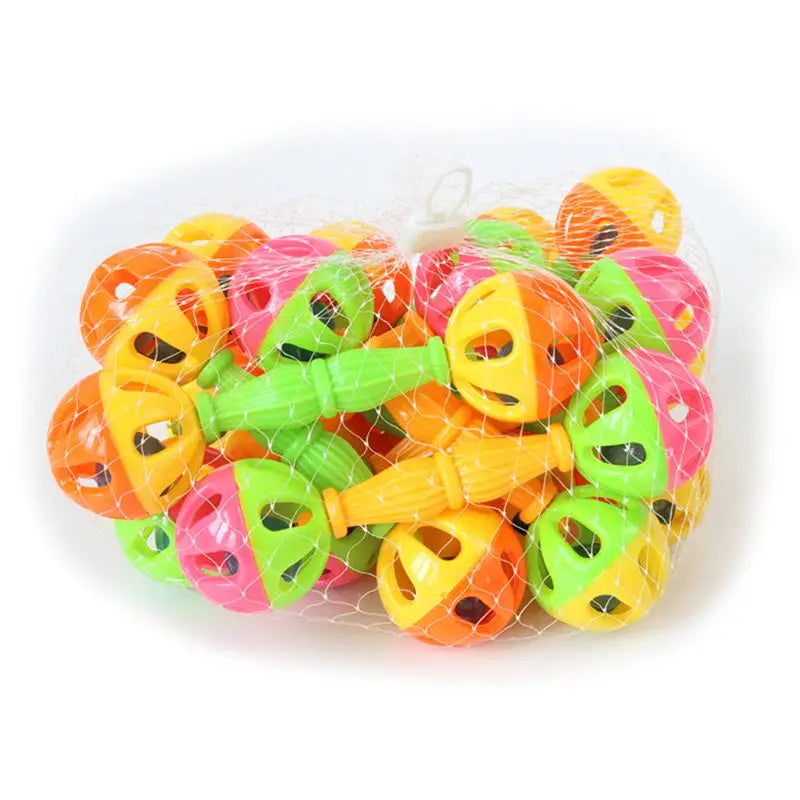 2Pcs Pet Parrot Interactive Colorful Ball with Bells Plastic Toy for Budgie