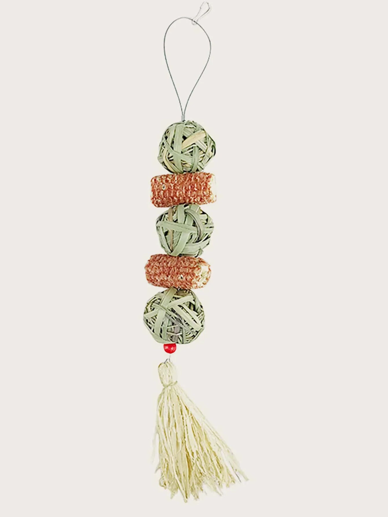 1PC-Pet rabbit grass woven ball hanging string rabbit grinding toy