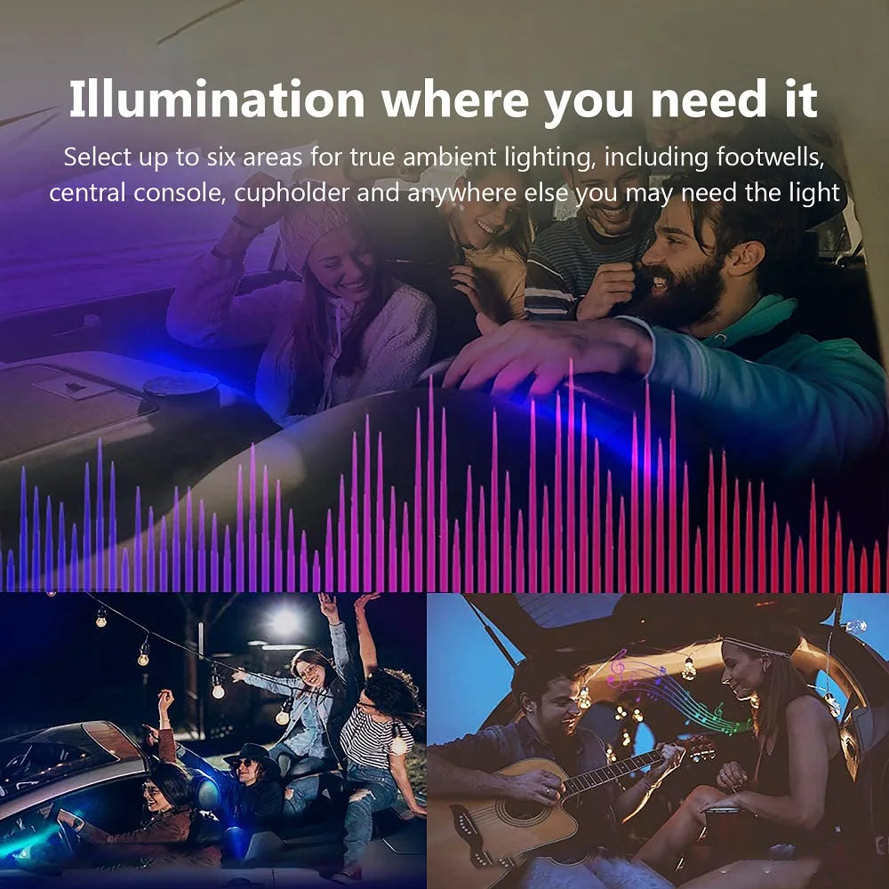 Universal Car Ambient Light Kit With Wireless APP Control 256 RGB Dream Color and 55 Preset Modes LED Neon Footlight Accessories