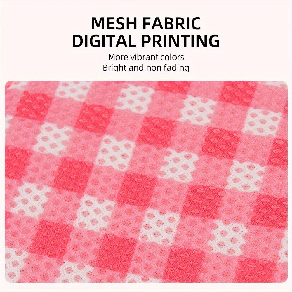 Festive Gingham Cat Harness: Breathable Polyester with Metal Clasps and Reflective Straps for Safe Walks