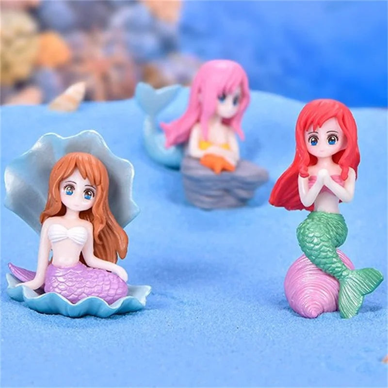 Aquarium Decoration Plastic Fish Tank Little Mermaid Ornament Miniature Figurines DIY Cake Decor Desk Craft Accessories
