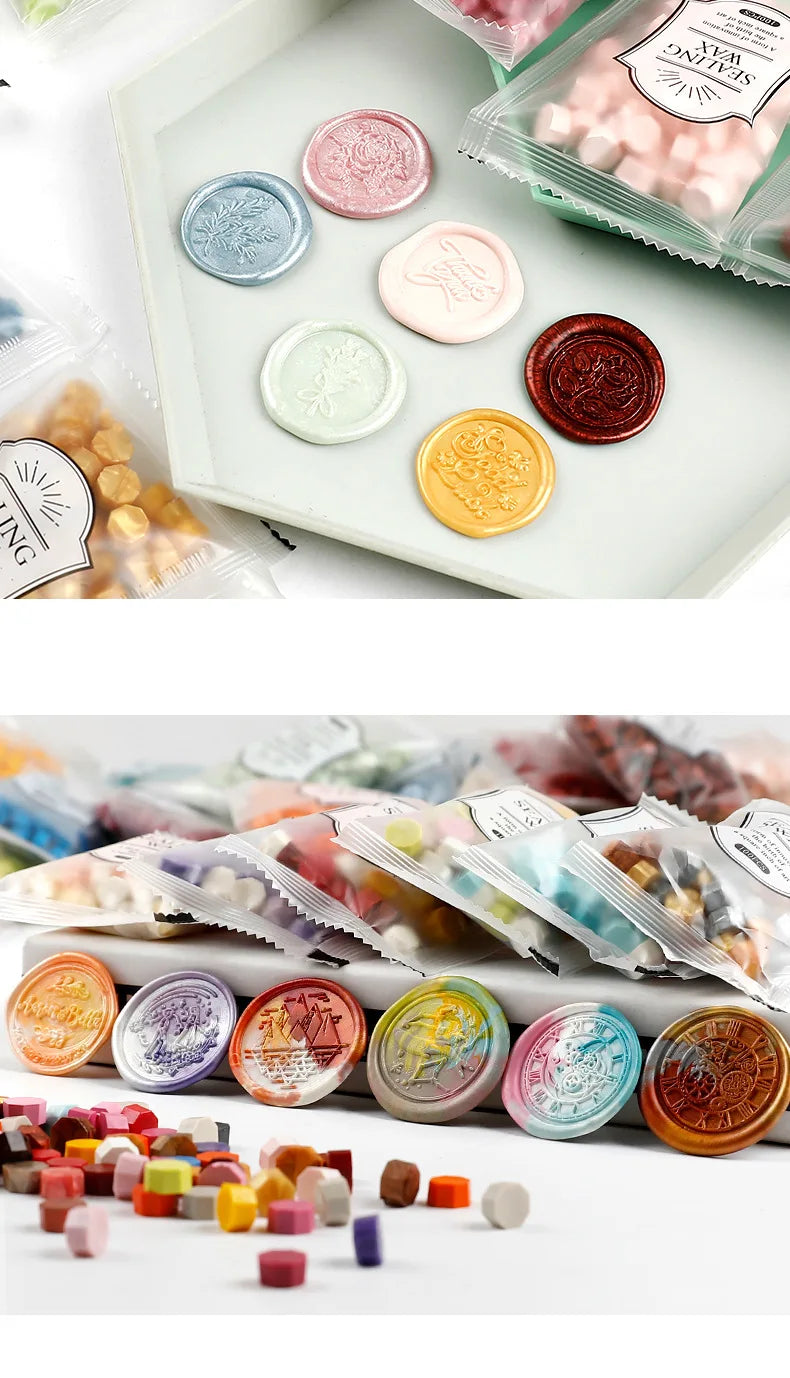 100Pcs Color Sealing Multicolor Wax Seal Beads for DIY Wedding Invitations and Gift Wrapping