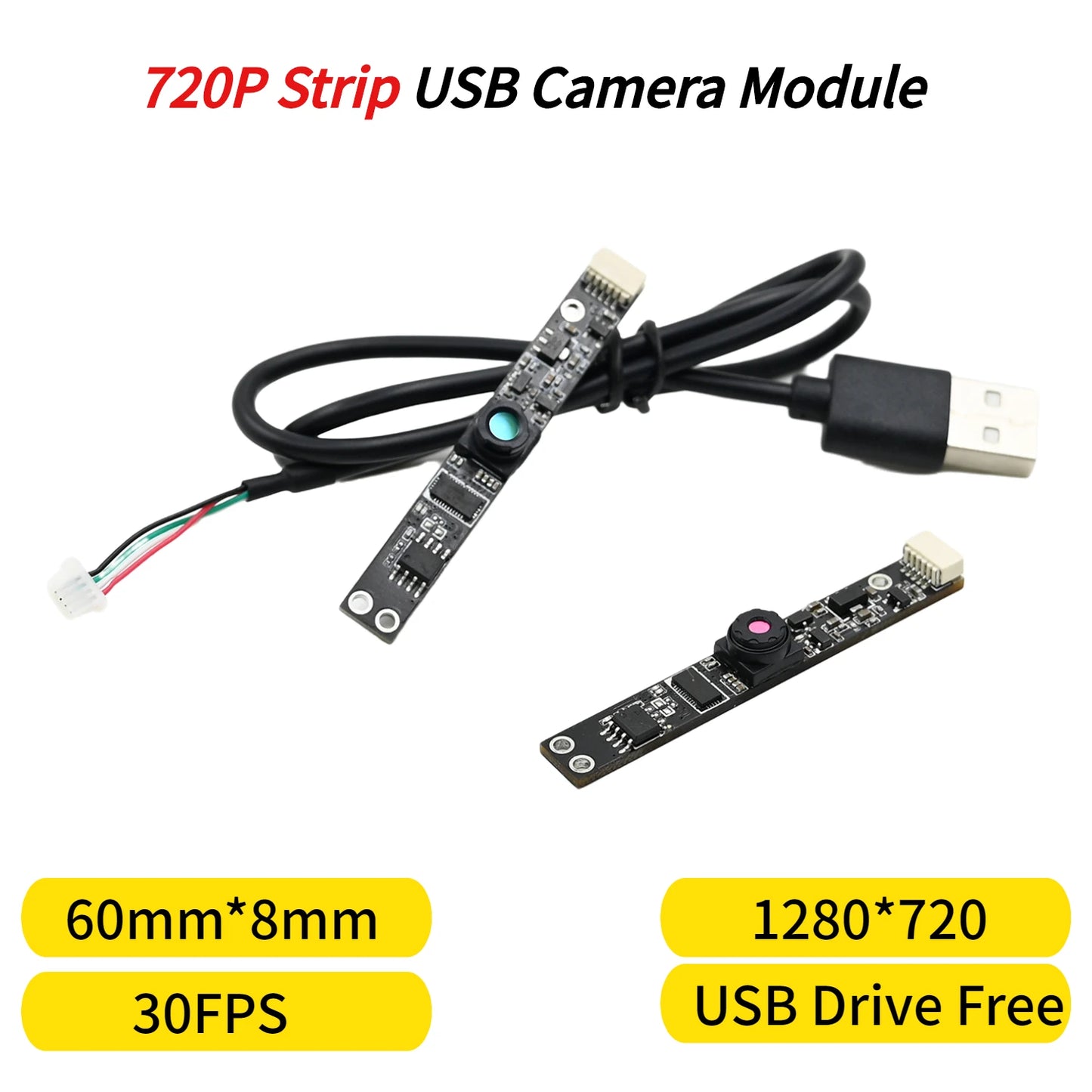 720p USB Camera Module 1MP Webcam 30fps 1280x720 Resolution Plug and Play UVC Compatible for Raspberry Pi Android Linux Windows