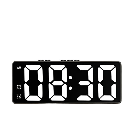 LED Mirror Table Clock Digital Alarm with Snooze Display