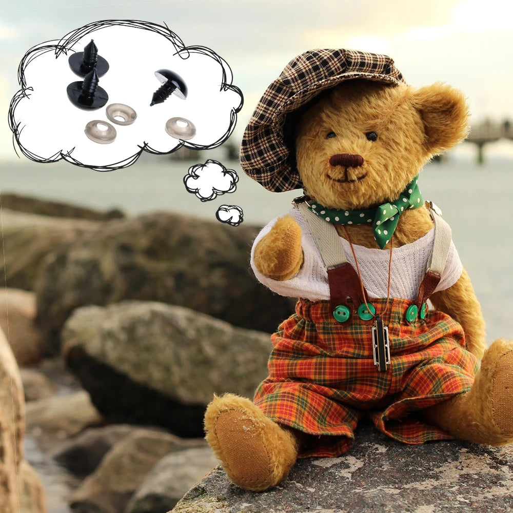 150/500 Pcs Doll Making Eyes Black Multiple Sizes for DIY Plush Toys and Crafts