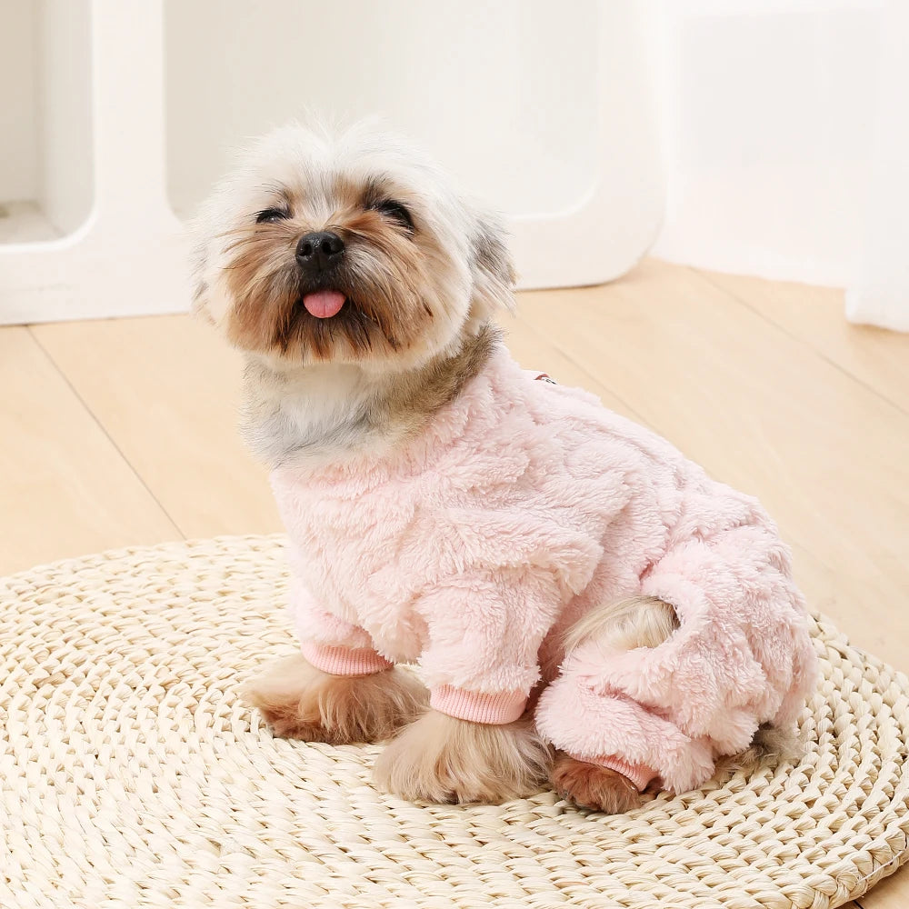 Dog Warm Clothes Pet Dog Jumpsuit Winter Puppy Cat Cozy Soft Fleece Clothing with D-ring For Small Medium Dogs Cat Chihuahua Pug
