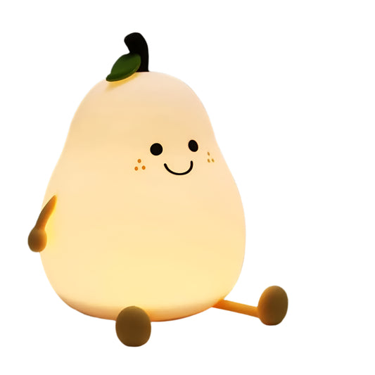 Pear Shaped Silicone Night Light for Kids Dimmable 7 Colors USB Rechargeable Cute Bedroom Lamp